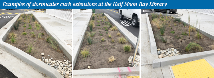 Examples of curb extensions at the Half Moon Bay Library