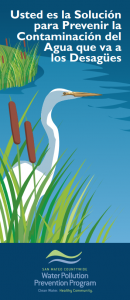 white bird in light blue water; white text above; logo below in blue and green