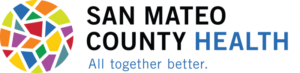 multicolored round symbol with logo for San Mateo County Health